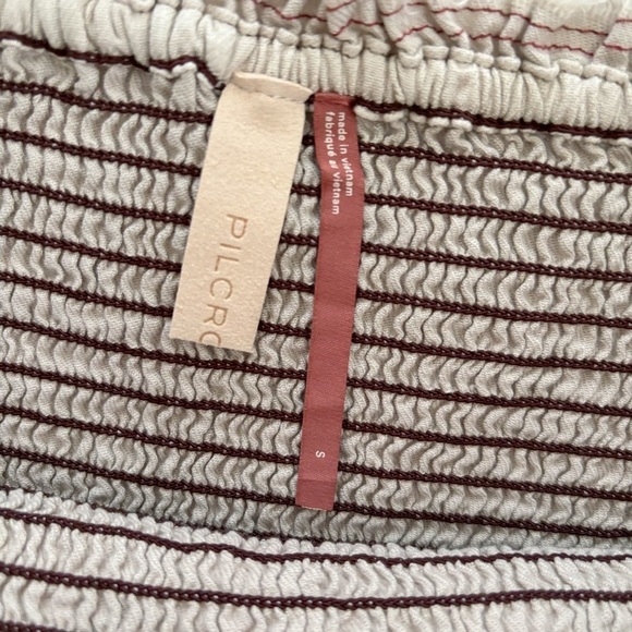 Pilcro Smocked Ruffle Mini Skirt Small Tan NEW NWT Anthropologie - Picture 5 of 8